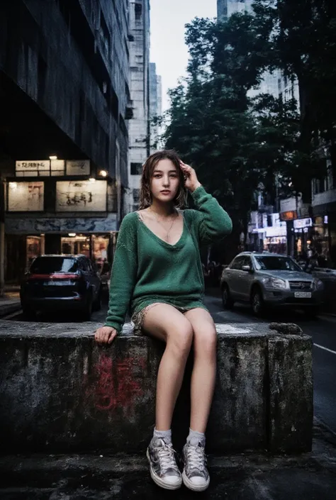 a cinematic film photo shoot in honkong city street, shot on mamiya r67 with 35mm lens and f-1.4, intricate high angle view, the...