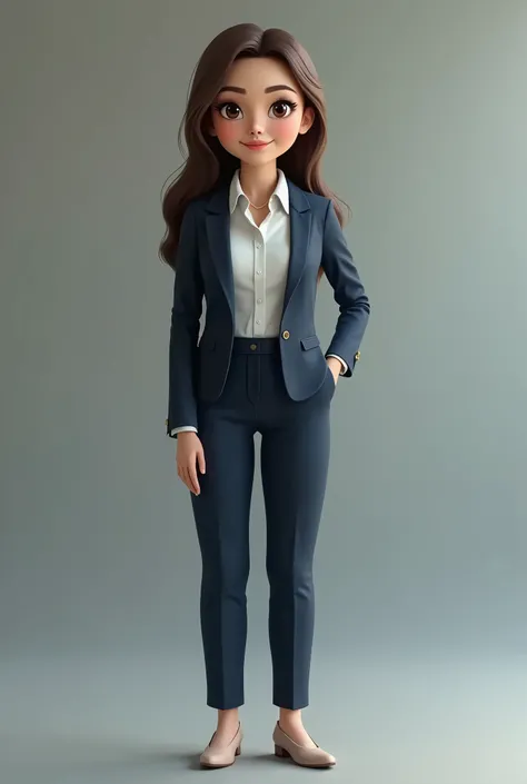 Creating an ideal female avatar for an Artificial Intelligence teacher, highlighting beauty and professionalism. The face should be symmetrical with large, expressive eyes., light brown, Well-defined and slightly arched eyebrows. Proportional nose and full...