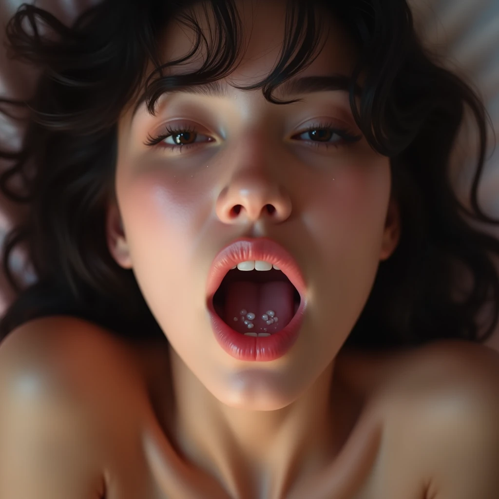 KAWAII women,half body photo,from below,face as she orgasms from sexual gratification,Mouth open Facial expressions are,She wants to lick your dick,Dripping white milk, (from Directly Above)
