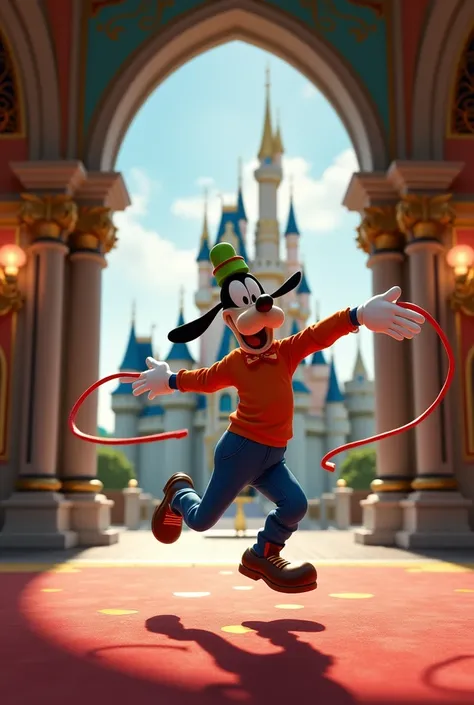 Create Disney Goofy jumping rope in Disney Castle