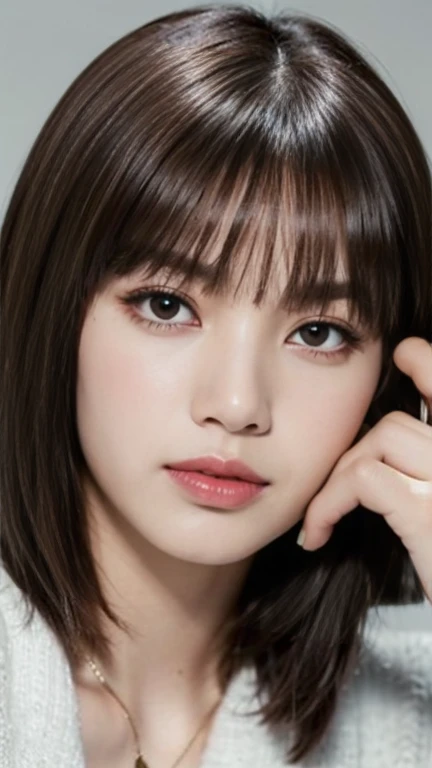 woman、Age 30、(Casual Fashion), Brown bob hair with bangs、Looking into the camera、Model、Cool look、Harsh eyes、Intimidating、Narrow eyes、Perfect Style、High image quality、High resolution、High resolution, masterpiece, Anatomically correct, Ultra high definition,...