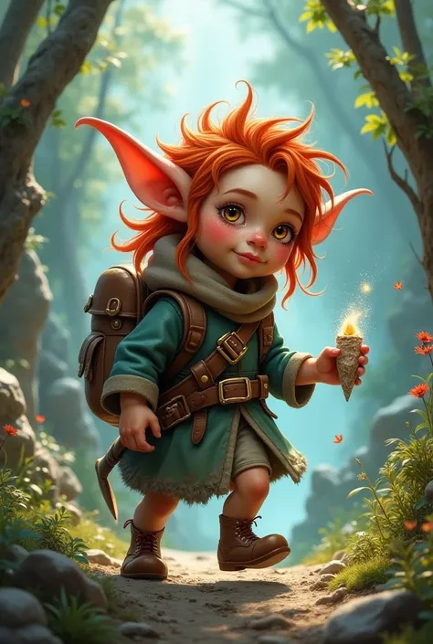 Goblin child girl adventurer red hair cute face dnd 