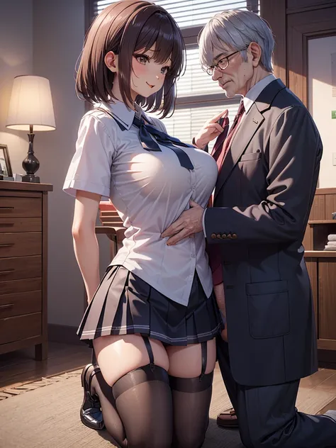 ((best quality)), ((masterpiece)), (detailed), one person,age 25,uniform,student,(mini skirt),(please open the buttons on your s...