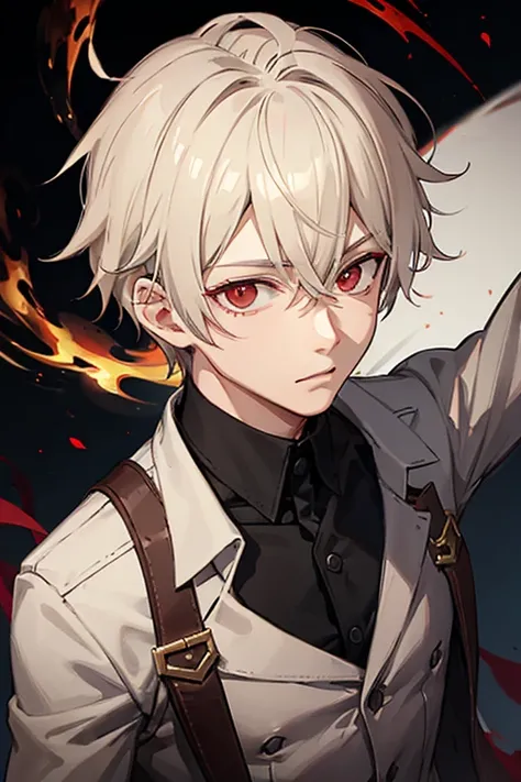 1 boy with marked ash blonde hair of 1.70 red eyes