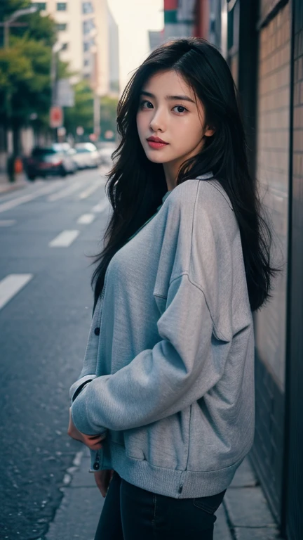 20 years old、woman、university student、(Casual Fashion), Center parted long black hair、Cool vibe、tall、Fashion Model、Looking into the camera、Perfect Style、High image quality、High resolution、High resolution, masterpiece, Anatomically correct, Ultra high defin...