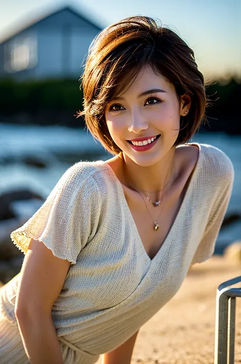 (Realistic, 超Realistic:1.4), 16K HDR, High resolution,((Whiskey Glass)),((Whiskey Bottle)),((Whiskey Glass)),Happy smile、short hair,The best smile、Japanese actress,so beautiful(It looks like the real thing),Evening Dresses,Cocktail Dresses、Whiskey Bottle、T...