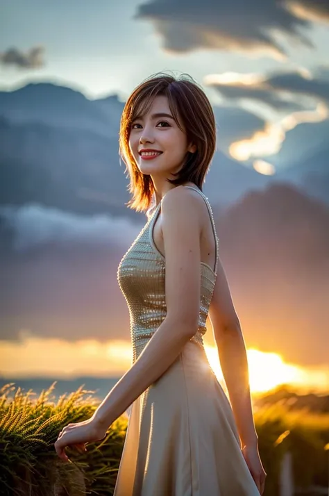 (Realistic, 超Realistic:1.4), 16K HDR, High resolution,((Whiskey Glass)),((Whiskey Bottle)),((Whiskey Glass)),Happy smile、short hair,The best smile、Japanese actress,so beautiful(It looks like the real thing),Evening Dresses,Cocktail Dresses、Whiskey Bottle、T...