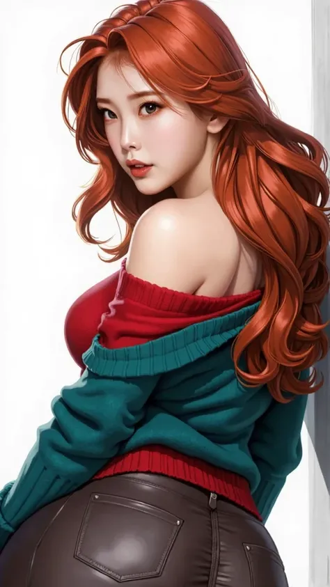 a close up of a woman with red hair and a green sweater, style artgerm, in the style artgerm, redhead girl, beautiful digital illustration, drawn in the style of artgerm, extremely detailed artgerm, artgerm. anime illustration, artgerm. high detail, in sty...