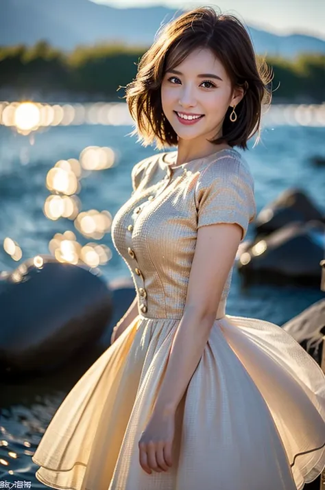 (Realistic, 超Realistic:1.4), 16K HDR, High resolution,((Whiskey Glass)),((Whiskey Bottle)),((Whiskey Glass)),Happy smile、short hair,The best smile、Japanese actress,so beautiful(It looks like the real thing),Evening Dresses,Cocktail Dresses、Whiskey Bottle、T...