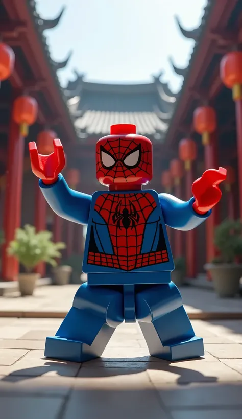 Lego Spider-Man at kung fu place.