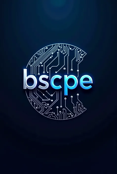 Create a  BSCPE logo made of circuits, featuring a deep navy blue background and a slightly lighter, almost metallic blue circuits with subtle silver highlights.  Focus on the connections and pathways of the circuits of the logo, allowing for a geometric o...