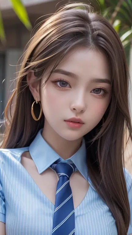 (Tabletop:1.4, Photorealistic:1.4, 8k), Best Quality, masterpiece, Ultra-high resolution, Perfect dynamic composition, Big Face、Round face、((Light Brown Hair, Long Hair, Straight Hair))、Finely detailed skin and face textures:1.3, Limb details, 1 girl, Two ...