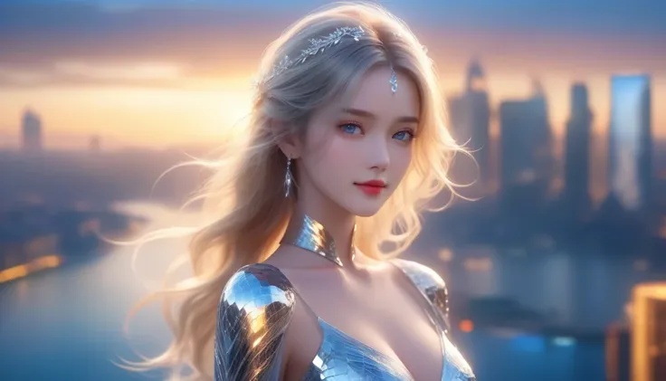 A Masterpiece In 32K Resolution, Supreme Quality, Super Detail, Official Art, Cinematic Lighting, Beautiful And Aesthetic, Very High-Resolution 32K Wallpaper.
A Girl With Crystal-Textured Skin, A Cold Look, And Smooth Movement, Adorned With An Attractive P...