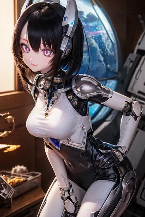 (SFW:2), photorealistic, realistic photo, 8k, ((highest quality)), ((masterpiece)), (extremely detailed), kukolnydom, doll, mecha musume, mechanical parts, (robot joints, bodysuit, head gear), (cowboy shot, spaceship room, mature woman, 22yo, 22_years_old,...