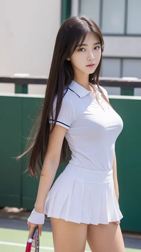 High resolution raw color photos, Professional photography, High resolution face, (Fine grain, Highly detailed skin, Highly detailed nose, Highly detailed mouth:1.2), Perfect Anatomy, all_white_clothes, female, 18_years_old, Korean , tall_height, slim, fla...