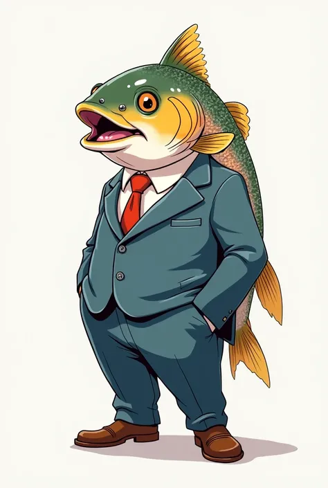 Rainbow trout in a suit、Anime Style、cute、Loose