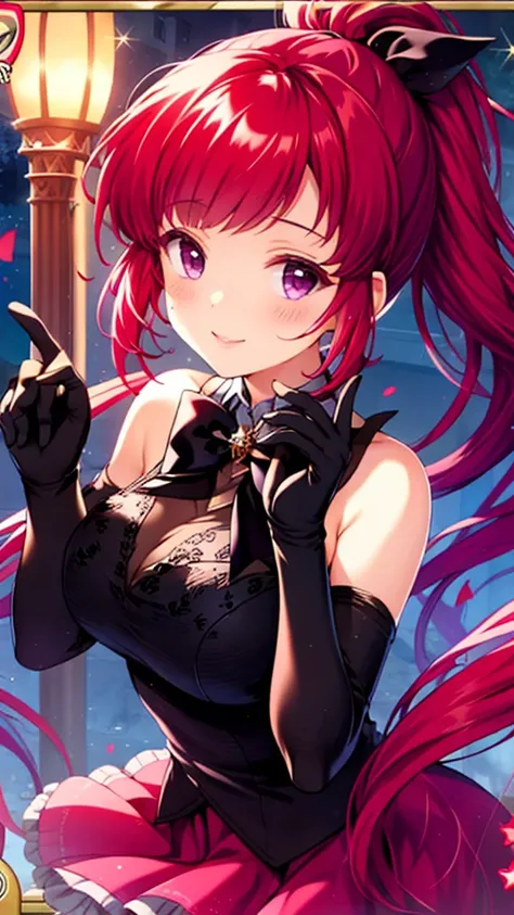 asamikei, (masterpiece, Highest quality, beautifully、aesthetic:1.3), 1girl, alone, college age, (Hourglass figure:1.1), (cute smile:1.1), (Silvery red purple hair with reddish red streaks:1.4), (Gradient red purple hair tip:1.6), hair, Ridiculously long ha...