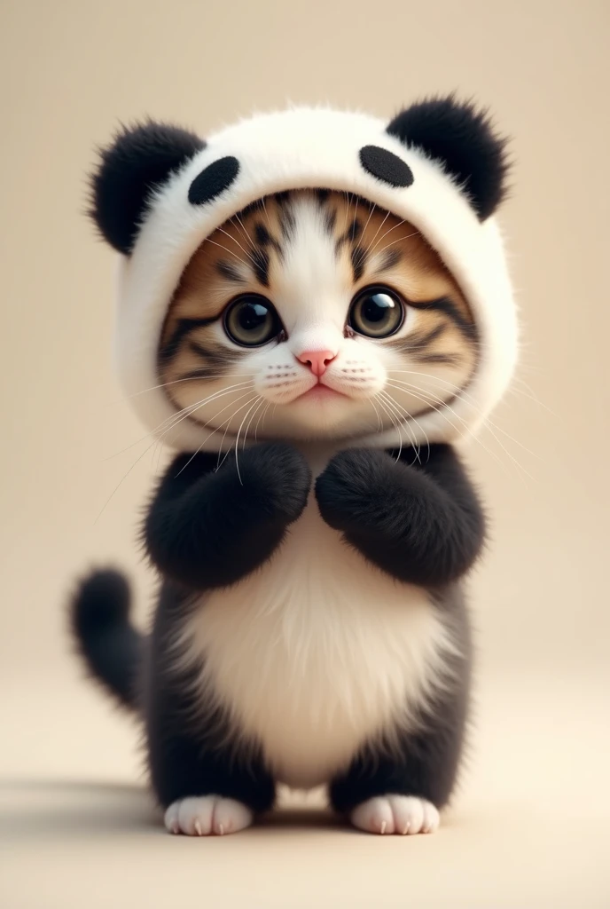 Kitten in a panda costume, cute, Standing, Fluffy