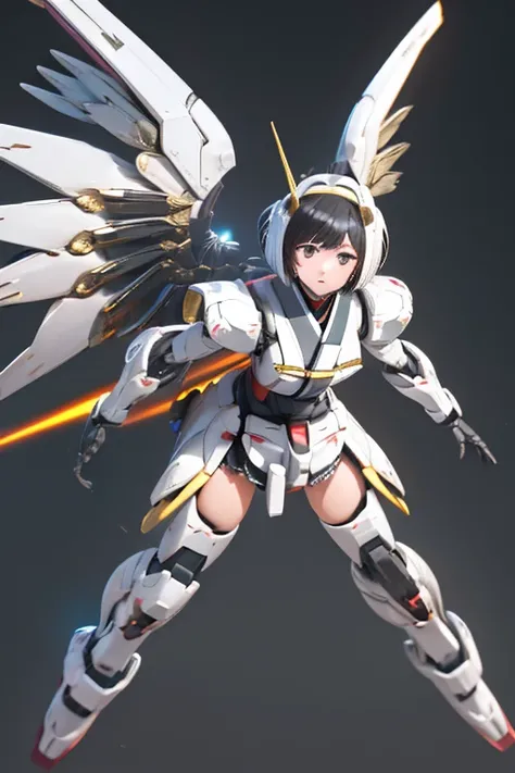 ((masterpiece, super high quality, Very detailed)), photo Realistic, Realistic, (Ultra HD: 1.2), High resolution 16k, (Keep the skin texture natural:1.5), (Perfect Anatomy),3d,japanese high school girl wears only a futuristic Gundam Mecha,(Gundam Mecha), G...