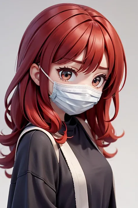 A girl with red hair wearing a mask