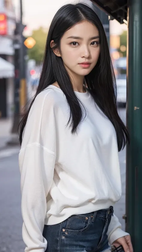 20 years old、woman、university student、(Casual Fashion), Mature atmosphere、Looking into the camera、Beauty、Model、Unapproachable atmosphere、Cool look、Harsh eyes、Intimidating、tall、Perfect Style、High image quality、High resolution、High resolution, masterpiece, A...