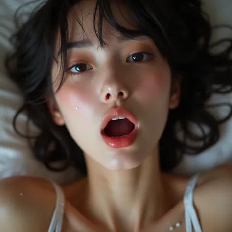 KAWAII women,half body photo,from below,face as she orgasms from sexual gratification,Mouth open Facial expressions are,She wants to lick your dick,Dripping white milk, (from Directly Above)
