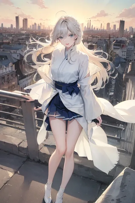 Official art, masterpiece, Sharp focus, (Beautiful, gorgeous and lovely Korean woman:1.3), (Beautiful and cute Korean:1.3), Korean beauty, Delicate and beautiful hairstyle、Eyes and face, Practical, Extremely detailed, pretty girl, Blue sky, Glowing white p...