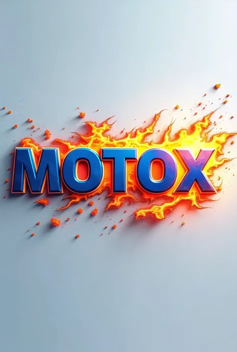 logo with the name motoy in blue with fire