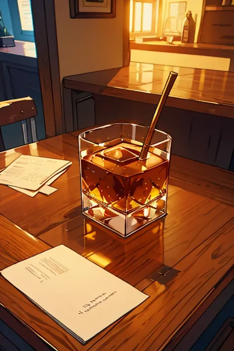 Whiskey Glass　There are no people　On the desk