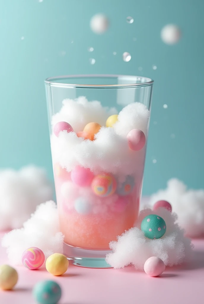 in a glass of foam with candy