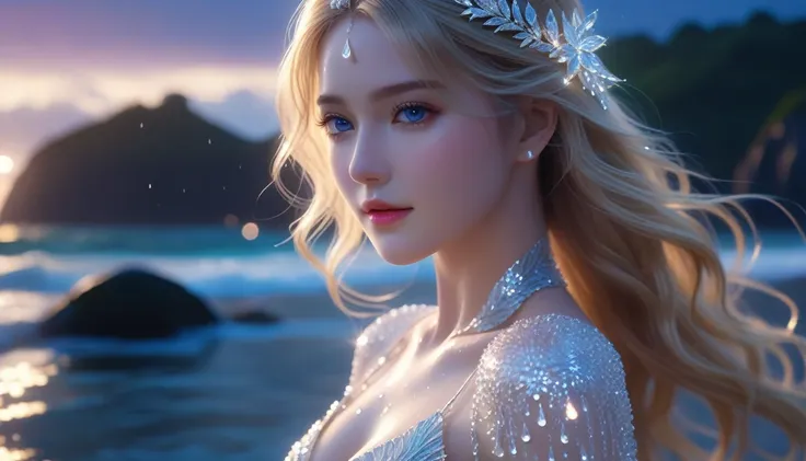 A Masterpiece In 32K Resolution, Supreme Quality, Super Detail, Official Art, Cinematic Lighting, Beautiful And Aesthetic, Very High-Resolution 32K Wallpaper.
A Girl With Crystal-Textured Skin, A Cold Look, And Smooth Movement, Adorned With An Attractive P...