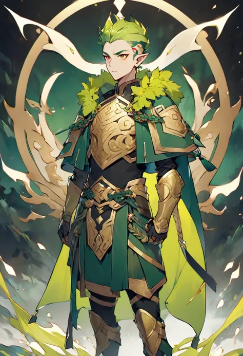 Lin Xianxin, the first hero of the eighth division, has an appearance that reflects his cultural background and powers. He wears light leather armor reminiscent of ancient Chinese warriors, with green and gold accents that pay homage to the nature and resi...