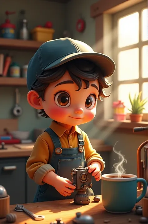 Image of a cute and tender little mechanic 