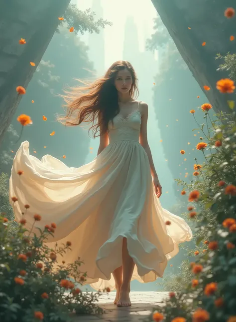 1girl,Petal skirt,A long dress hem resembling smoke,Petal pattern,long hair in the wind,Advanced sense,fashion, flowers floating,
still photography, looping video, mesmerizing movement, captivating visuals, seamless blend, engaging storytelling, Vorticism,...