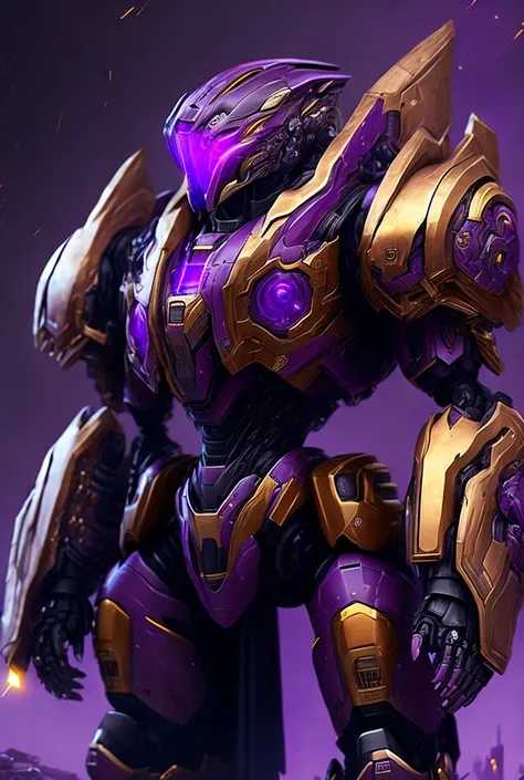 The colors of future mechas are black, purple and gold. They are villains and agents. They hold a gun in their left hand.