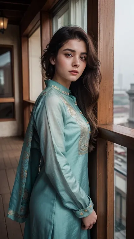 arafed woman in a kurti and dupatta maked a cute a messy hair bun with hands , a portrait by Emma Andijewska, trending on cg society, art nouveau, girl in a suit and dupatta, girl in cute suit and dupatta, style of julia razumova, fine art fashion magazine...