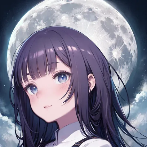 The moon with a large human face、Creepy、Moon Face、