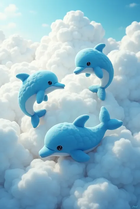 Cute dolphins，Made of colorful clouds,Aerial,uhd, masterpiece, high details, high quality, best quality, highres