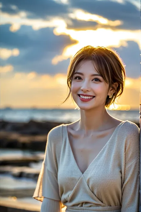 (Realistic, 超Realistic:1.4), 16K HDR, High resolution,((Whiskey Glass)),((Whiskey Bottle)),((Whiskey Glass)),Happy smile、short hair,The best smile、Japanese actress,so beautiful(It looks like the real thing),Evening Dresses,Cocktail Dresses、Whiskey Bottle、T...