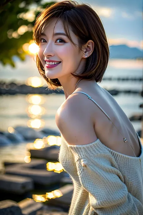 (Realistic, 超Realistic:1.4), 16K HDR, High resolution,((Whiskey Glass)),((Whiskey Bottle)),((Whiskey Glass)),Happy smile、short hair,The best smile、Japanese actress,so beautiful(It looks like the real thing),Evening Dresses,Cocktail Dresses、Whiskey Bottle、T...