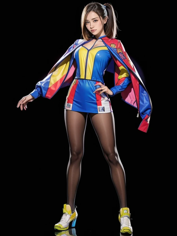 full body shot, very detailed, the costume colors were inspired by a rubik&#39;s cube、8k, actual photos, impressive lighting, dy...