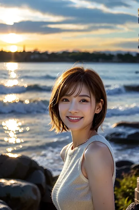 (Realistic, 超Realistic:1.4), 16K HDR, High resolution,((Whiskey Glass)),((Whiskey Bottle)),((Whiskey Glass)),Happy smile、short hair,The best smile、Japanese actress,so beautiful(It looks like the real thing),Evening Dresses,Cocktail Dresses、Whiskey Bottle、T...