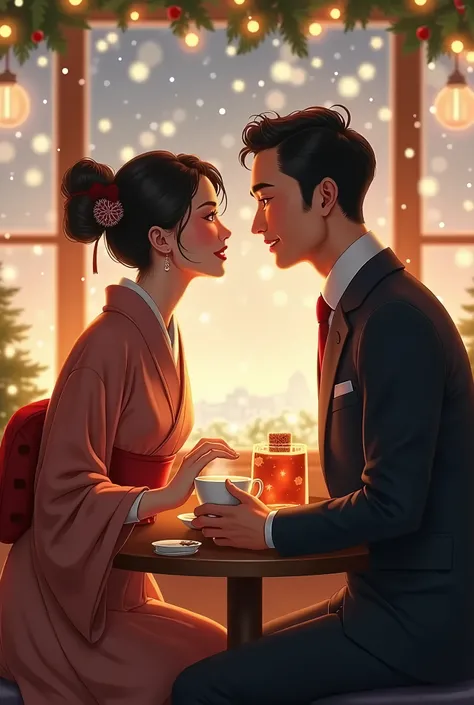 Japanese adults enjoying romance at Christmas