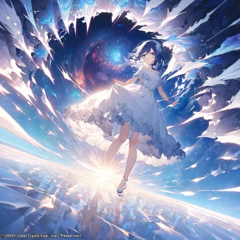 absurd, high resolution, (official art, beautifully、midea:1.2), (short-sighted:1.15), (one girl, blue hair, medium hair, blue ey...