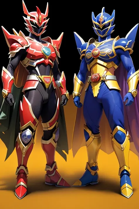 a group of different colored power rangers standing next to each other, the secret seventh power ranger, hybrid from dynasty warriror, power ranger, sengoku - era art style, new costume concept design, tokusatsu, charachter design, saiyan armor, concept ar...