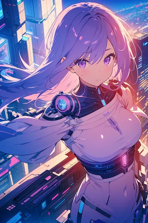 Breathtaking futuristic scenery、Transparent purple cyberpunk city、Extremely precise and detailed、Complex、Floating sphere、The outline is delicate、Pink faint glow、Dreamlike composition、Attention to detail、Details that enhance quality、neon、break、A masterpiece...