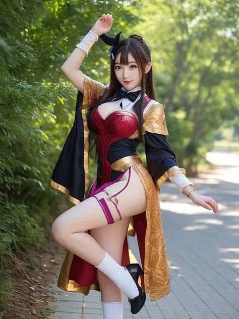 photo-realistic quality、there is a woman in a cosplay costume posing for a picture, anime cosplay,  anime girl cosplay, cosplay,...