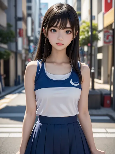 8k, Best Quality, The real picture, Intricate details, Very detailed, Ultra-high resolution, Depth Field, (Realistic,Realistic:1.2), Tabletop, (Full Body Shot), ((1 girl)), ((Standing pose)), eye_Chan, so beautiful, innocent big eyes, Beautiful breasts:1.5...