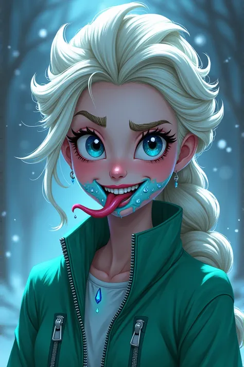 From Disney Princess Elsa With The Slime Tongue Cheeky Evil My Green Jacket Slime Zipper In Infinity Anime Style 