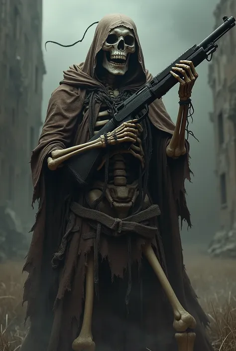 Skeleton holding a gun